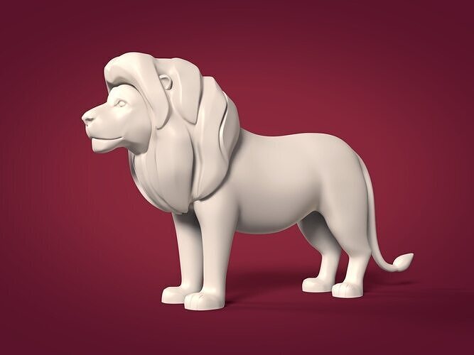 Lion Statue -Figurine Base Mesh  Low-poly 3D model