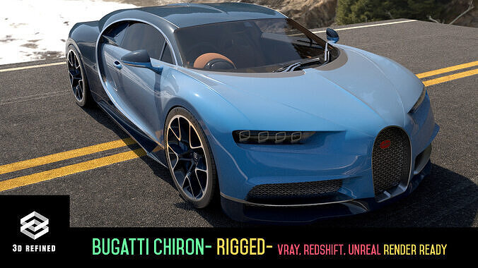 Bugatti Chiron -Rigged- Render Ready-unreal-vray-redshift 3D model