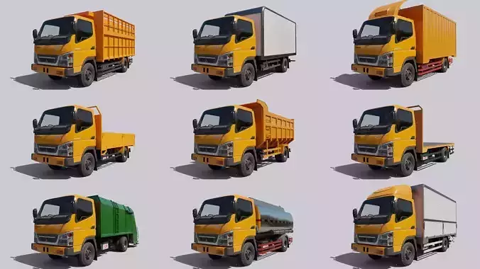 9 type medium truck mitsubishi fuso canter 3D model