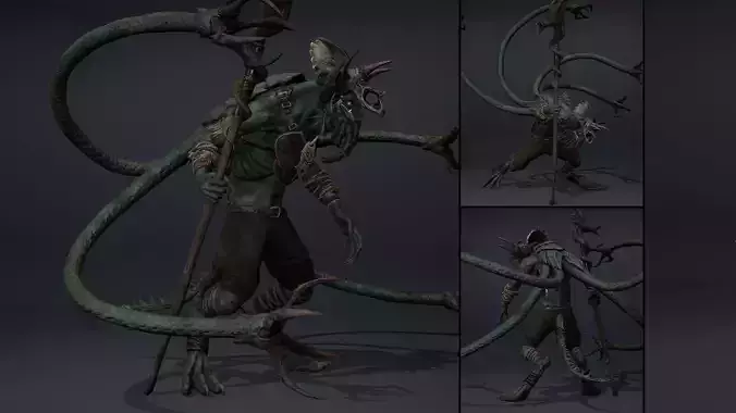 Obsidian Mage Tentacle Low-poly 3D model