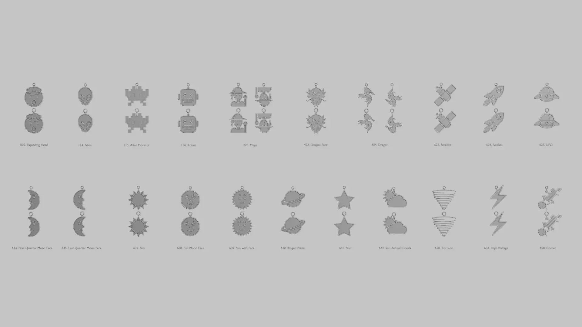 Space Oddities STL Pendant Set 3D print model_0