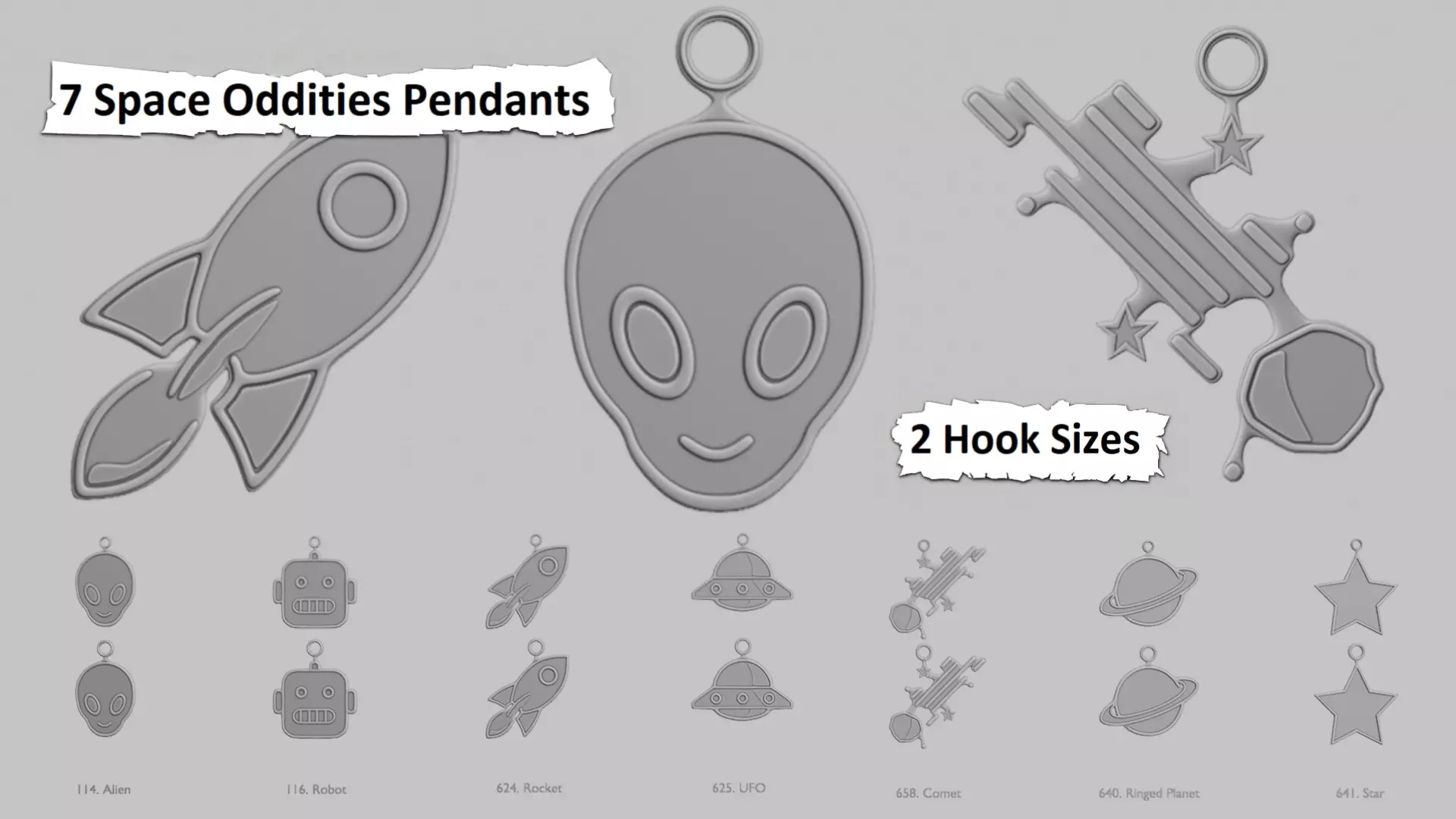 Space Oddities Mini STL Pendant Set 3D print model