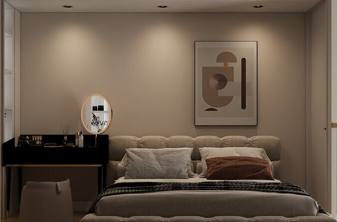 Modern Creamy Style Single Apartment 3D model