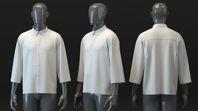 Quarter Sleeve Boxy Shirt 3D model