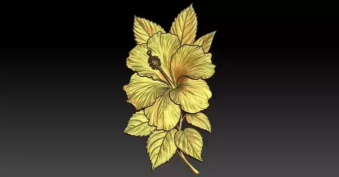 1 Hibiscus CNC Relief Model 3D print model