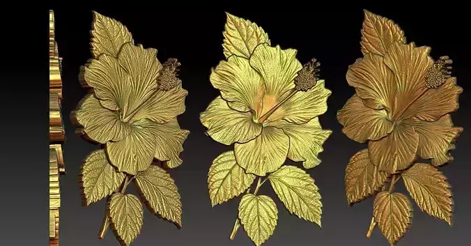 2 Hibiscus CNC Relief Model 3D print model