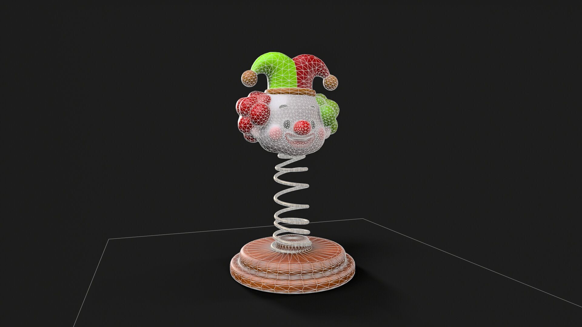 clown spring toy Low-poly 3D model_7