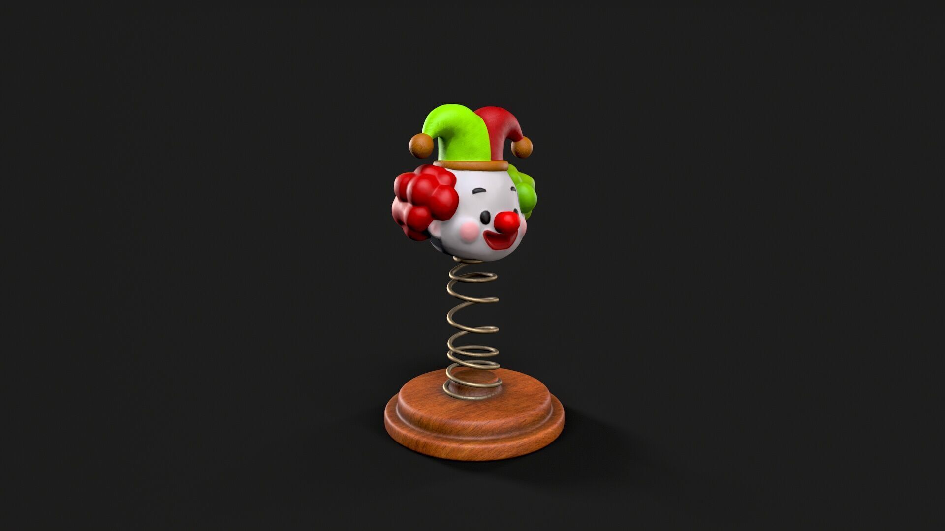 clown spring toy Low-poly 3D model_4