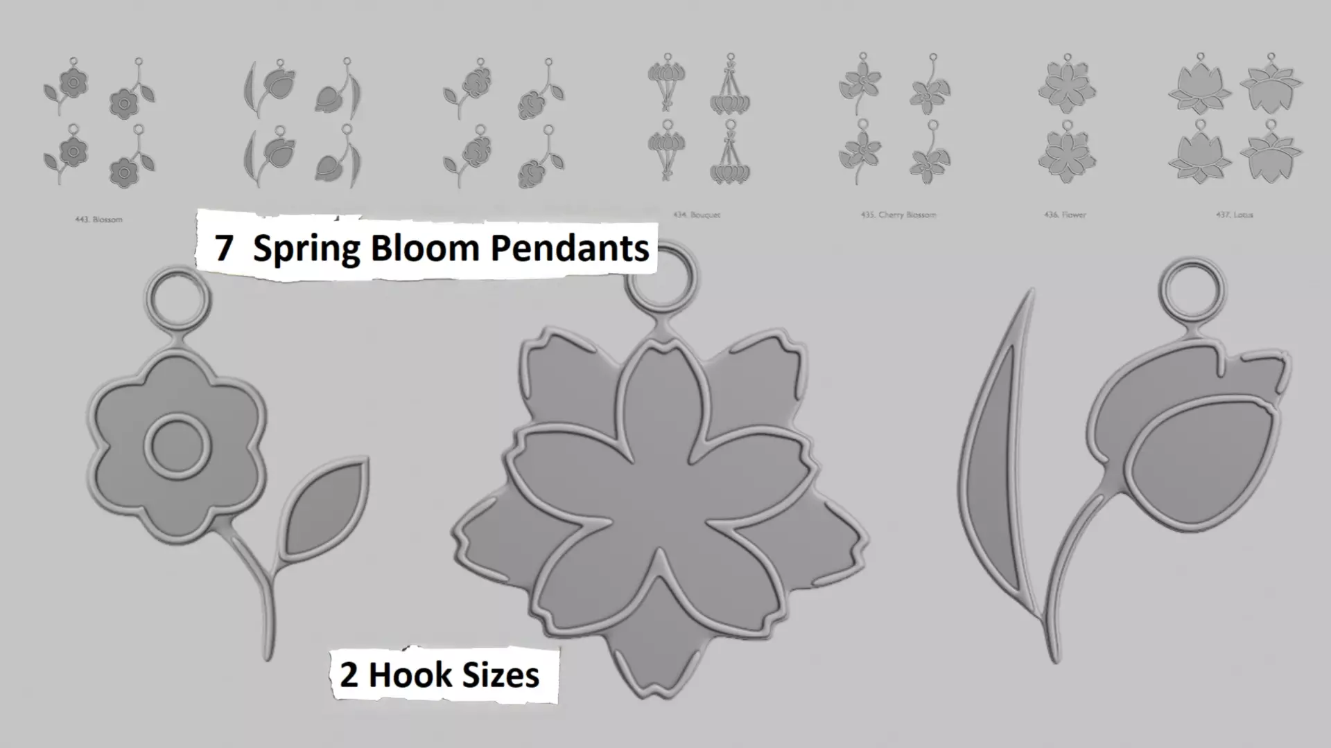 Spring Bloom Mini 3D Printable Pendant Set 3D print model