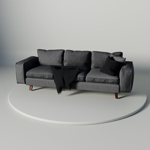 Modern 3-Seater Couch Sofa Low-poly 3D model