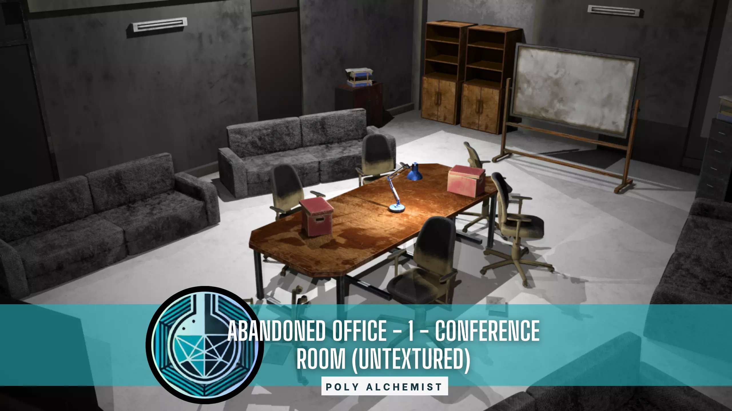 Abandoned Office Asset Pack - 1 - Conference Room - Textured Low-poly 3D model