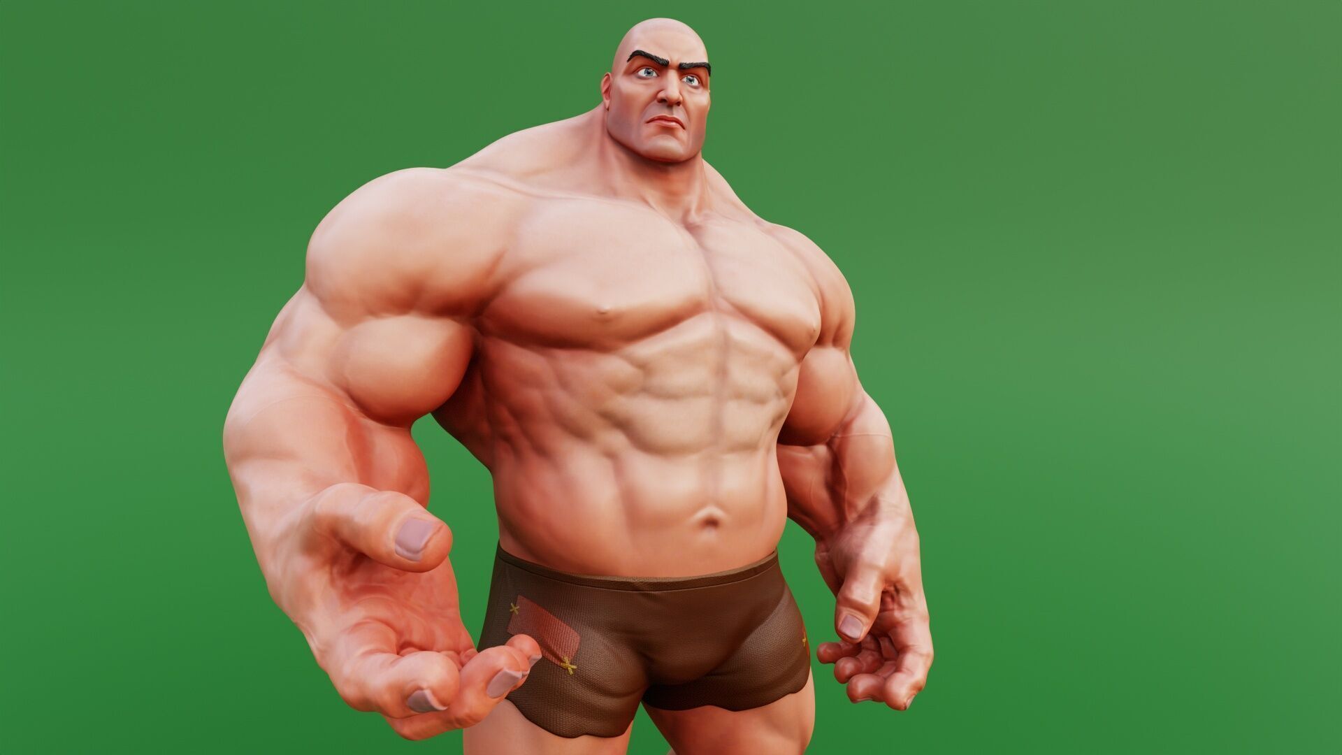 Stylized Huge Giant Man Anatomy Game Films Low-poly 3D model_7
