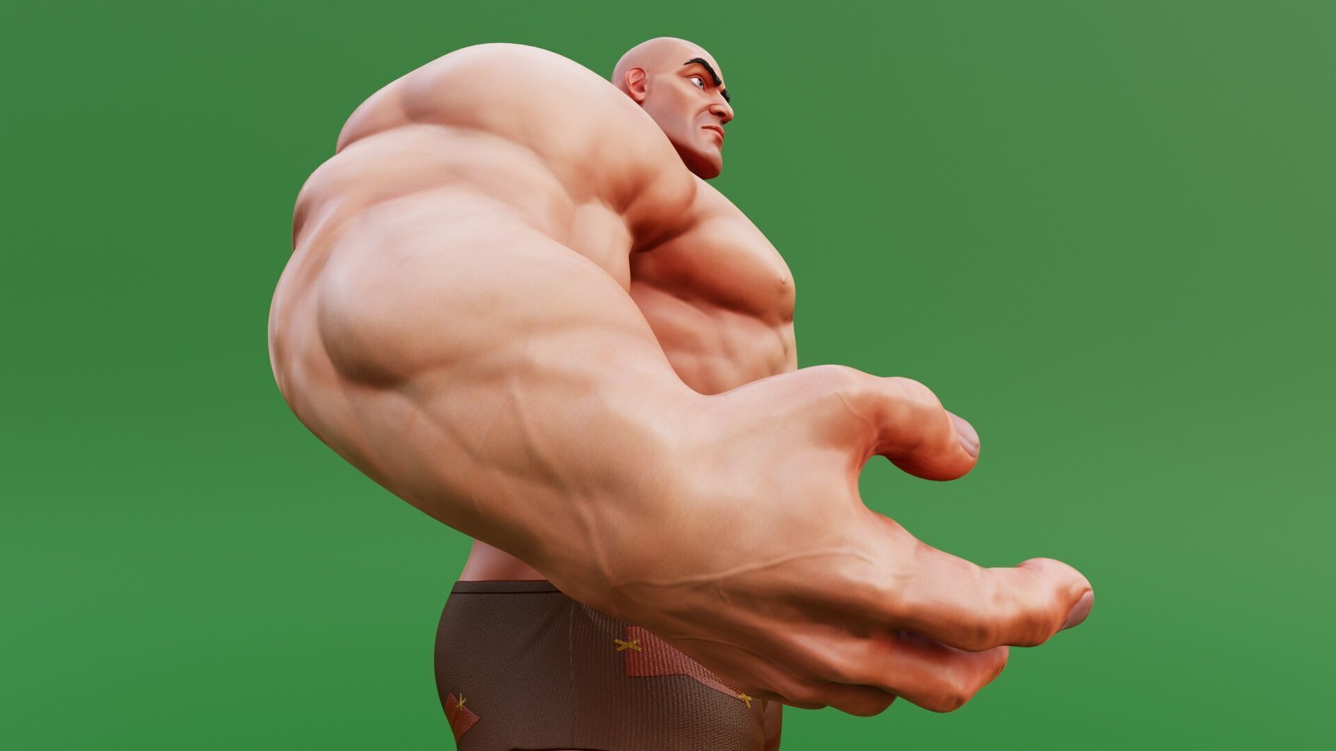 Stylized Huge Giant Man Anatomy Game Films Low-poly 3D model_12