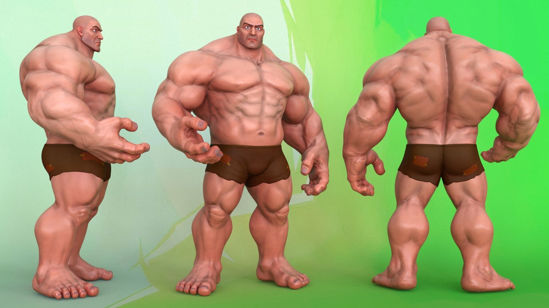Stylized Huge Giant Man Anatomy Game Films Low-poly 3D model_3