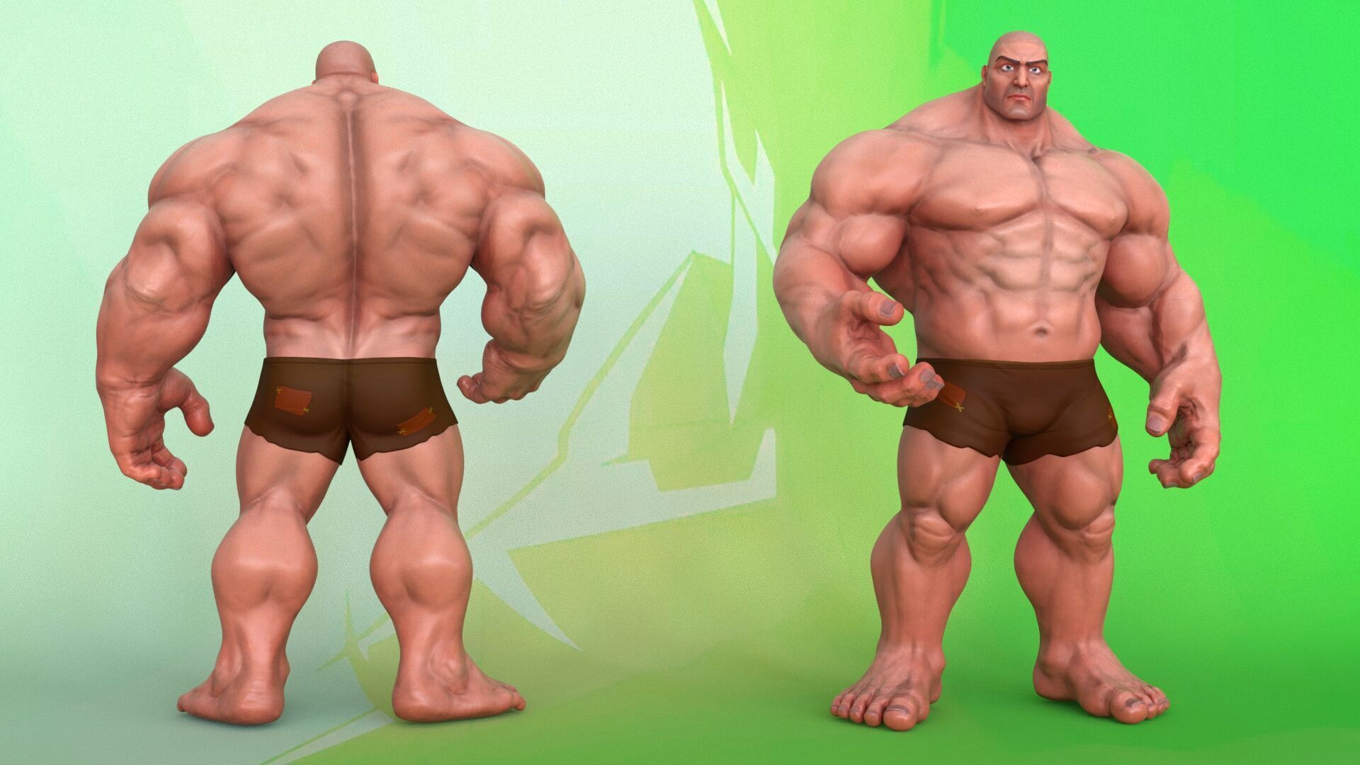 Stylized Huge Giant Man Anatomy Game Films Low-poly 3D model_2