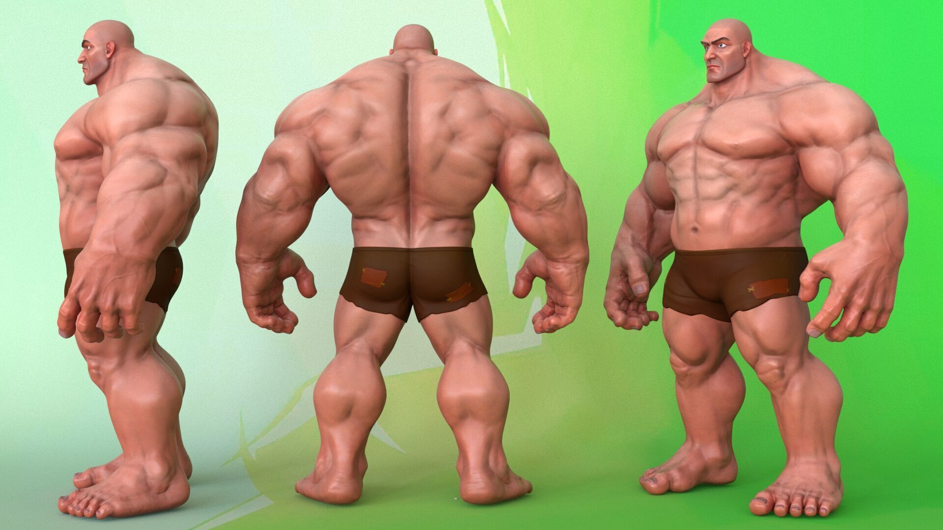 Stylized Huge Giant Man Anatomy Game Films Low-poly 3D model_6
