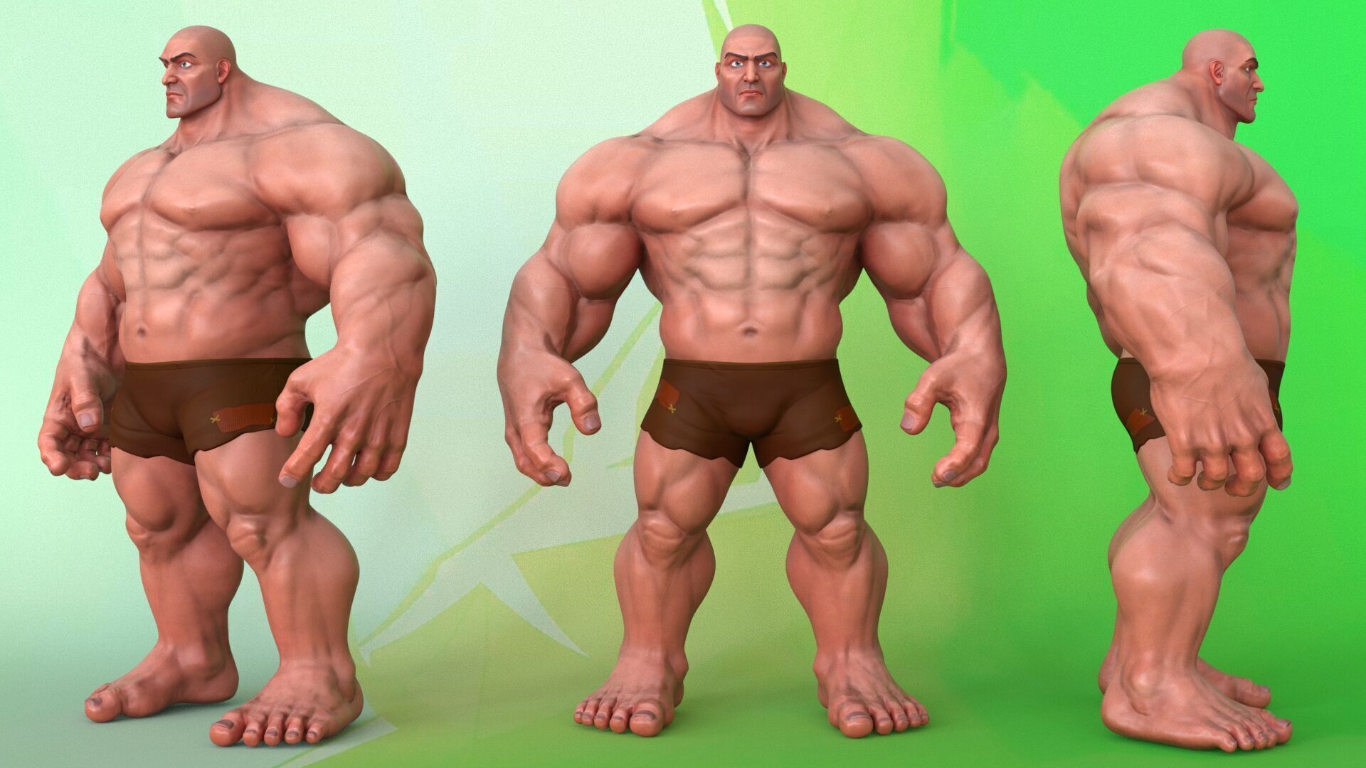 Stylized Huge Giant Man Anatomy Game Films Low-poly 3D model_5