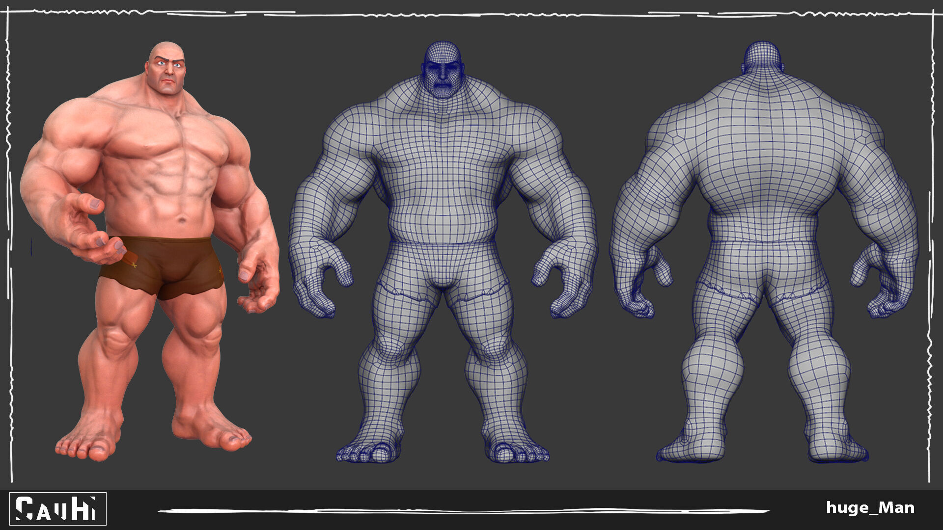 Stylized Huge Giant Man Anatomy Game Films Low-poly 3D model_18