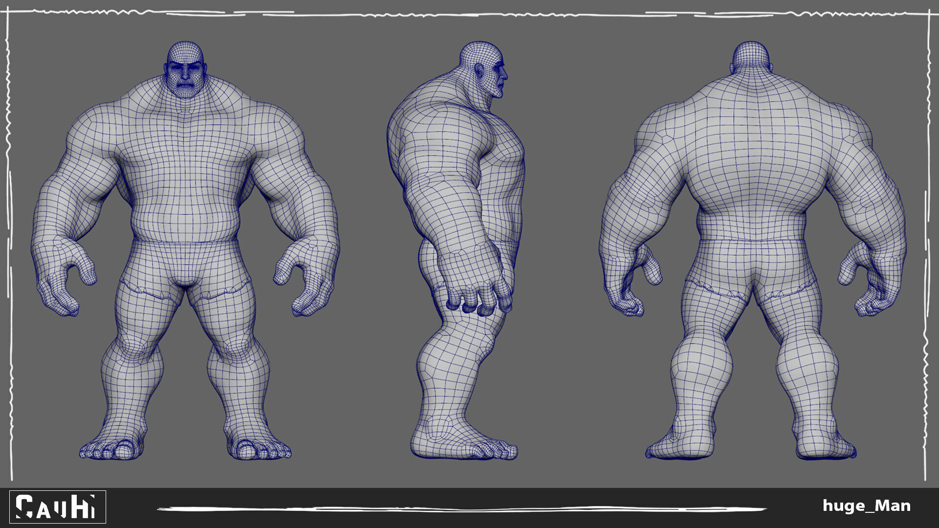 Stylized Huge Giant Man Anatomy Game Films Low-poly 3D model_19