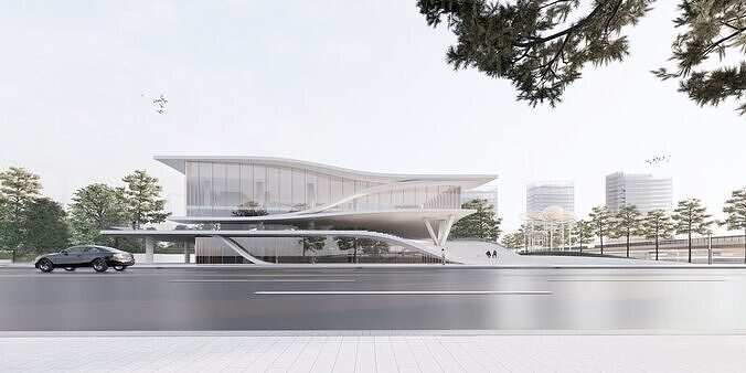 Modern exhibition hall architecture 3D model