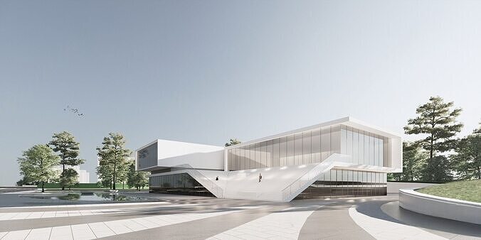 Modern exhibition hall architecture 3D model