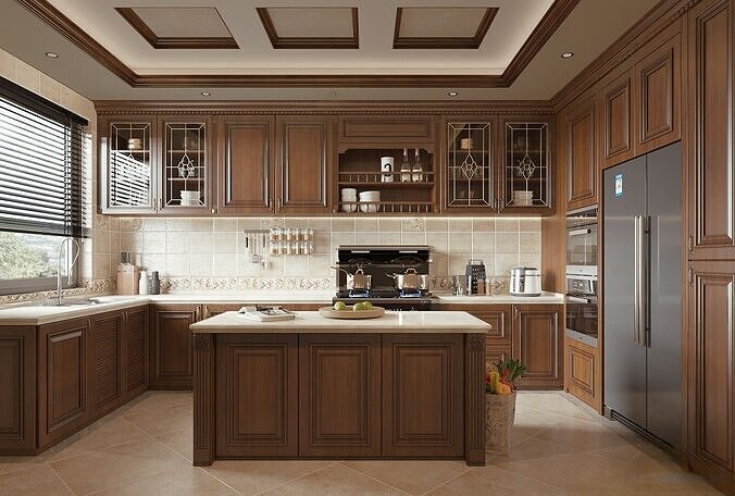 European style open kitchen 3D model
