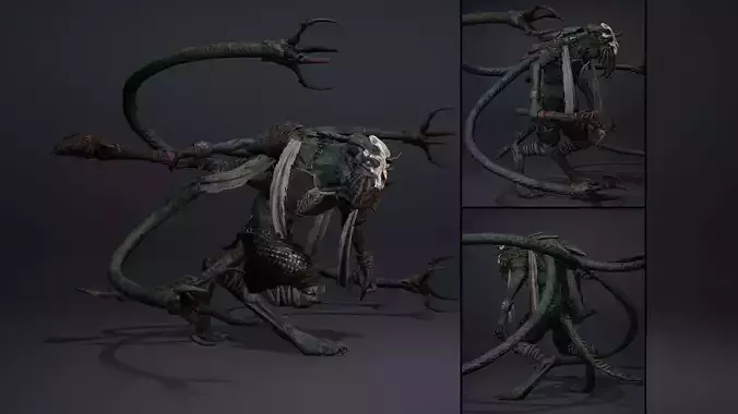 Obsidian Barbarian Tentacle Low-poly 3D model