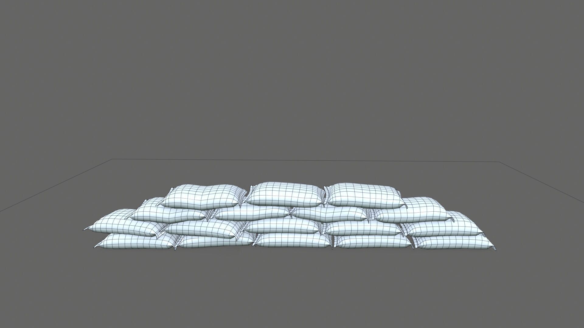 Sack Barricade Low-poly 3D model_7