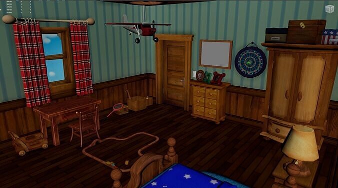 cartoon childroom bedroom 3D model