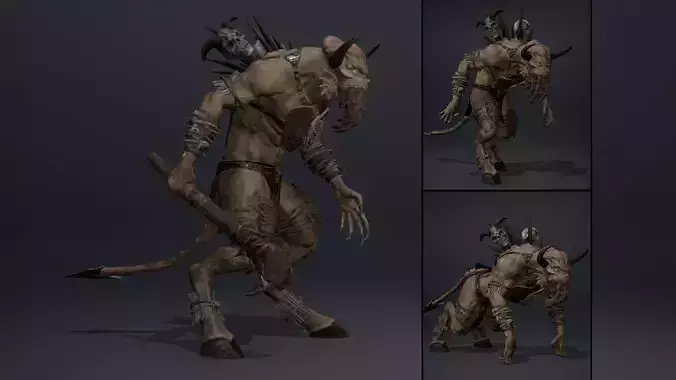 Obsidian Barbarian Arm2 Brutal Low-poly 3D model