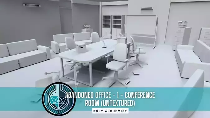 Abandoned Office Asset Pack - 1 - Conference Room - Untextured