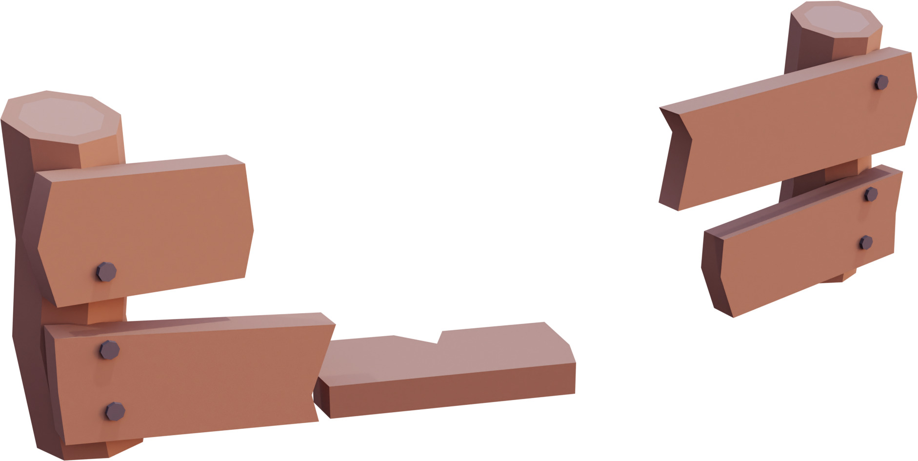 Low Poly Fences 3D model_1