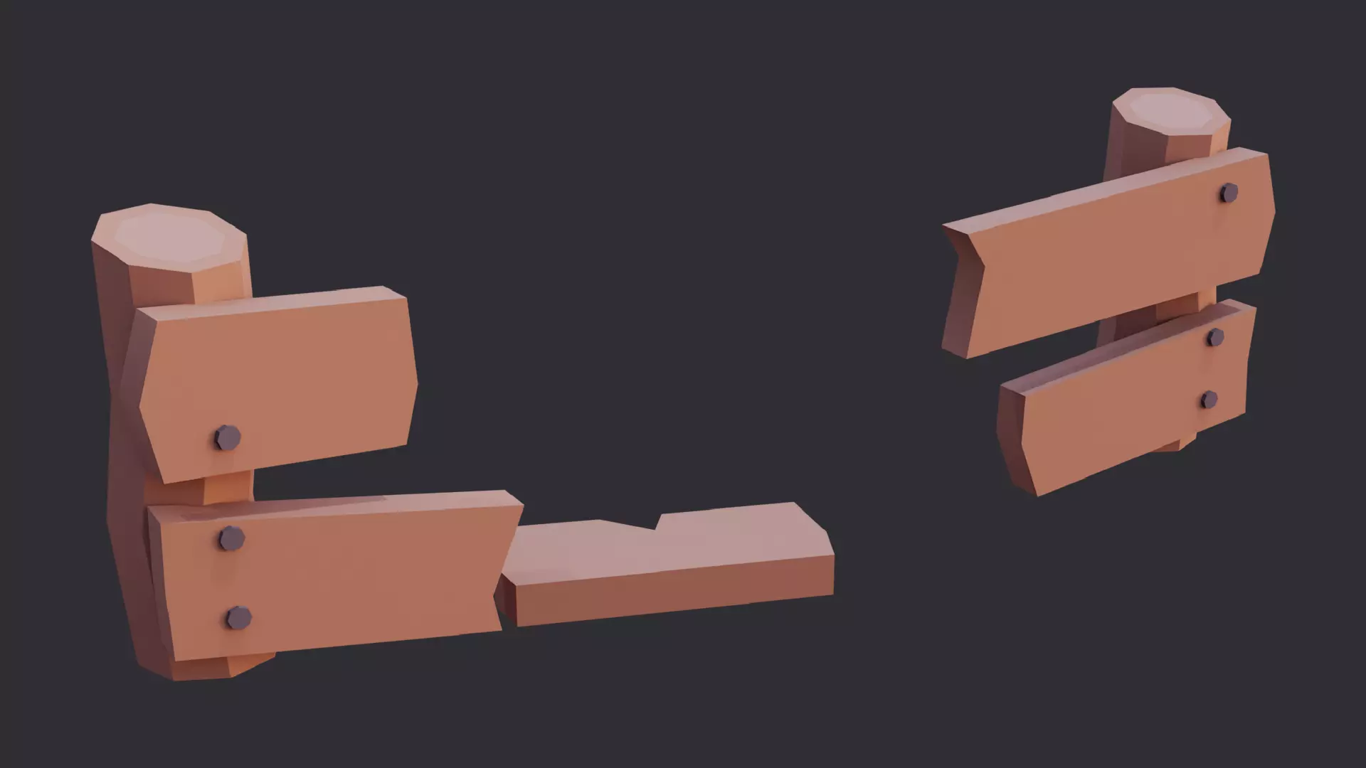Low Poly Fences 3D model_0