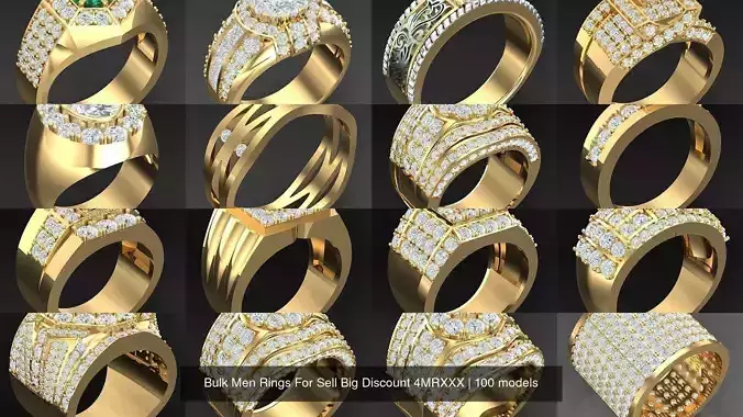 Bulk 100 Men Rings For Sell Big Discount 4MRXXX 3D Model Collection