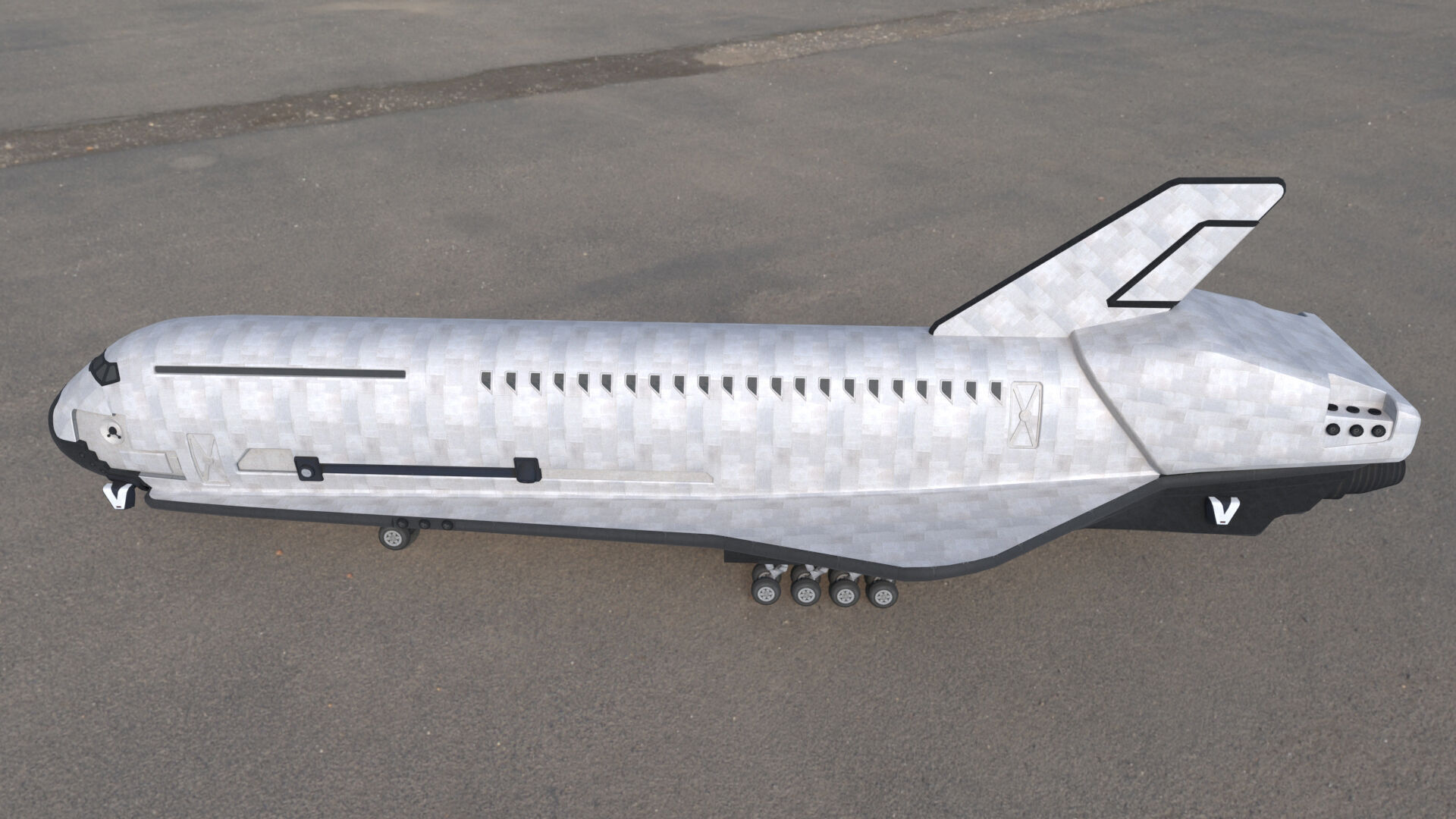 Sci fi SPACE SHUTTLE low poly model Low-poly 3D model_4