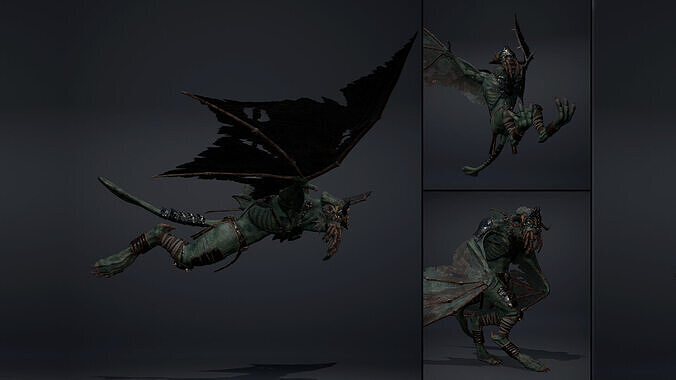 Obsidian Spearman Wing1 Low-poly 3D model