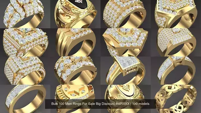 Bulk 100 Men Rings For Sale Big Discount 6MRXXX 3D Model Collection