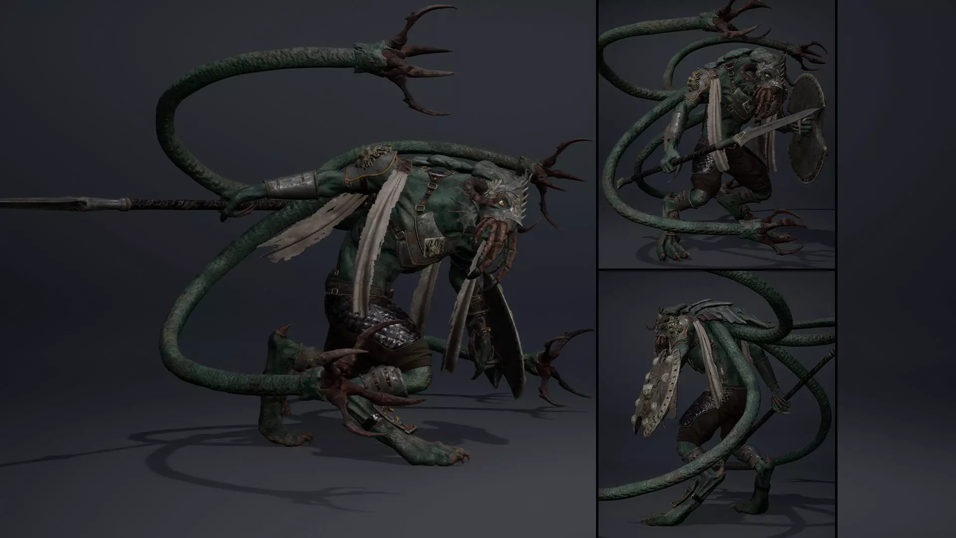Obsidian Spearman Tentacle Low-poly 3D model_0