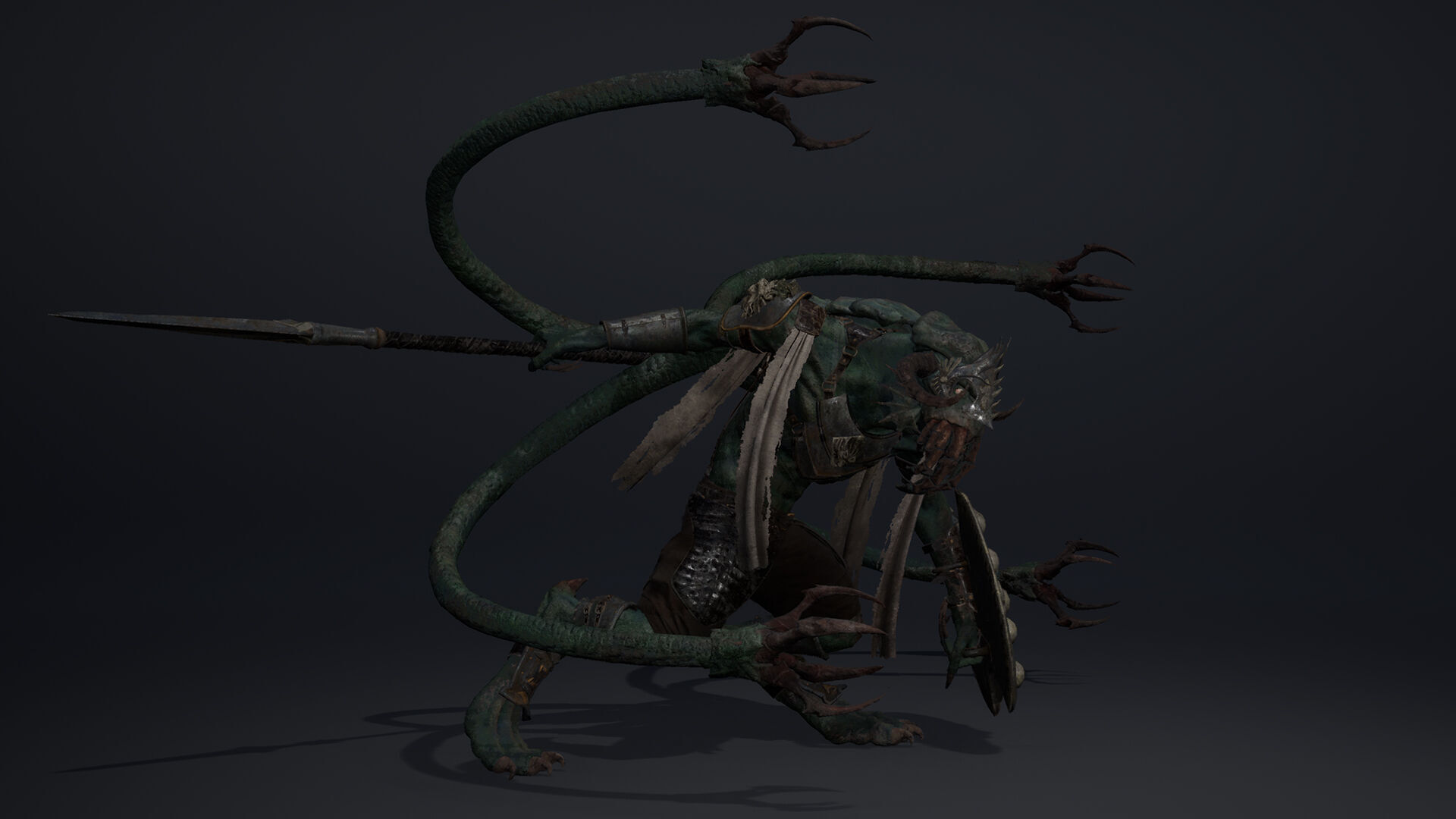 Obsidian Spearman Tentacle Low-poly 3D model_13