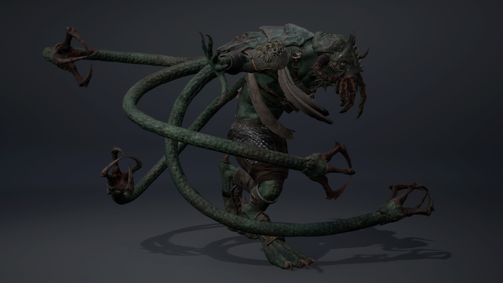 Obsidian Spearman Tentacle Low-poly 3D model_9