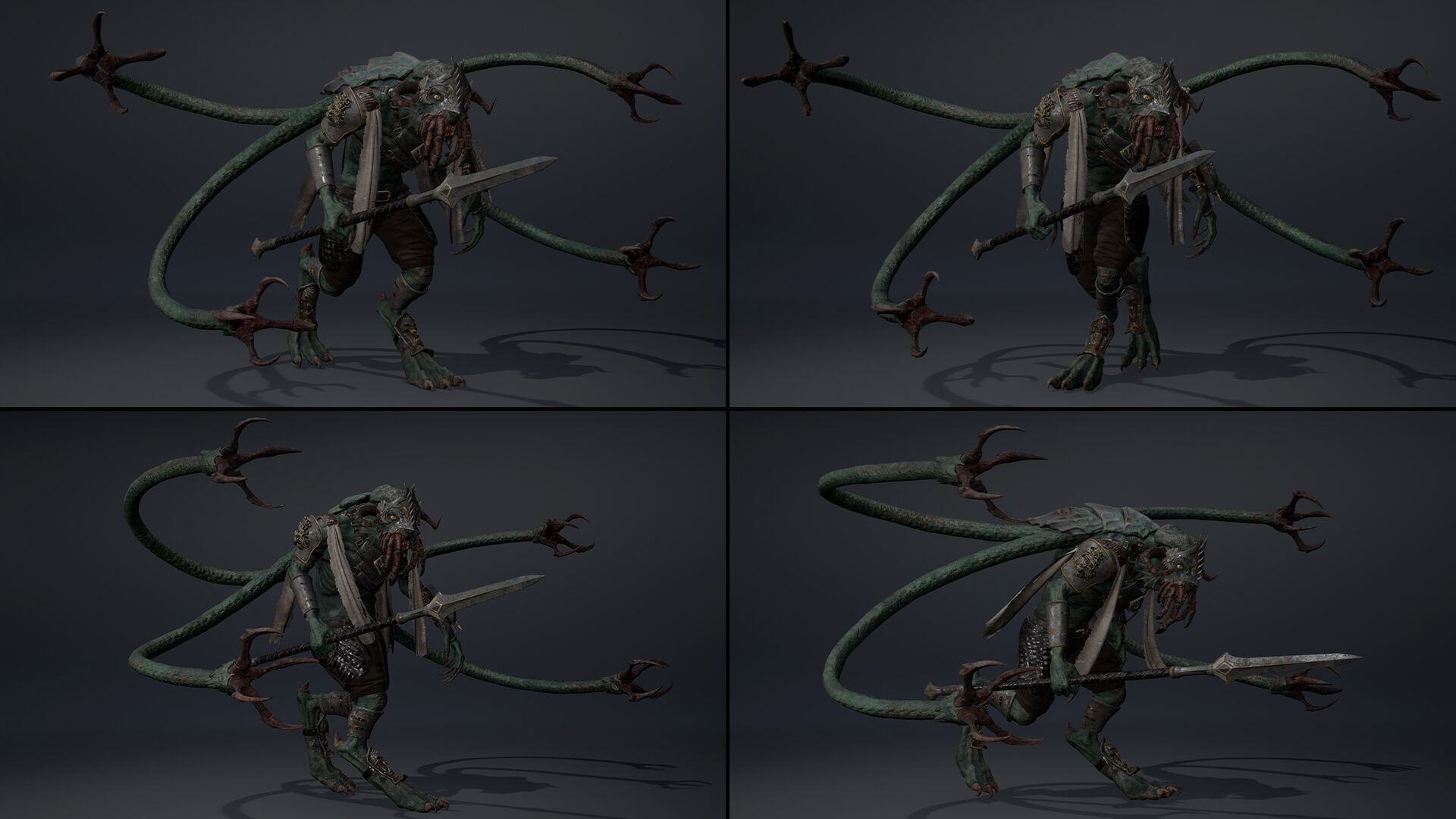 Obsidian Spearman Tentacle Low-poly 3D model_22