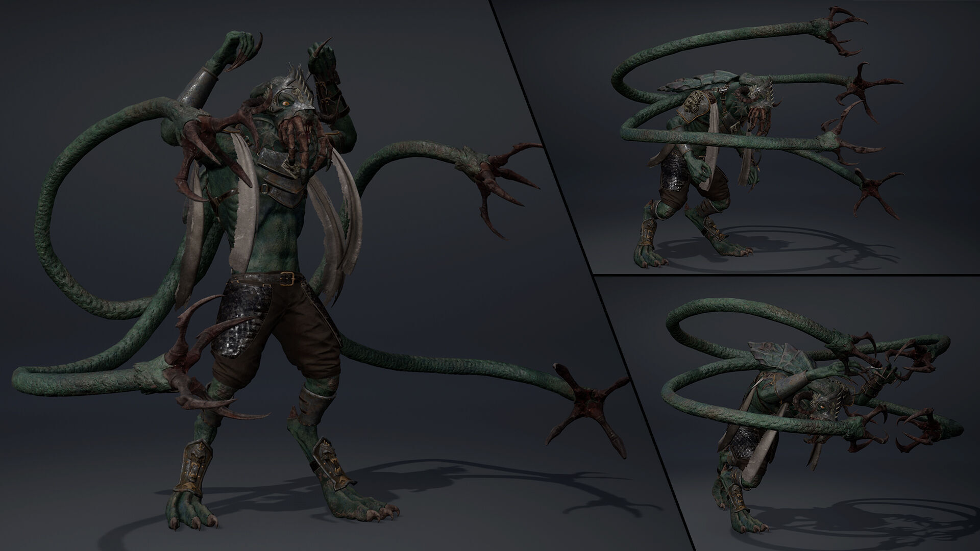 Obsidian Spearman Tentacle Low-poly 3D model_7