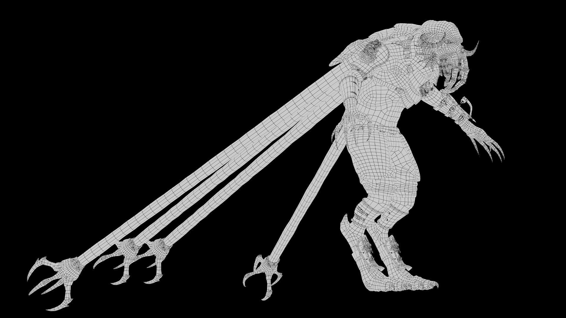 Obsidian Spearman Tentacle Low-poly 3D model_23