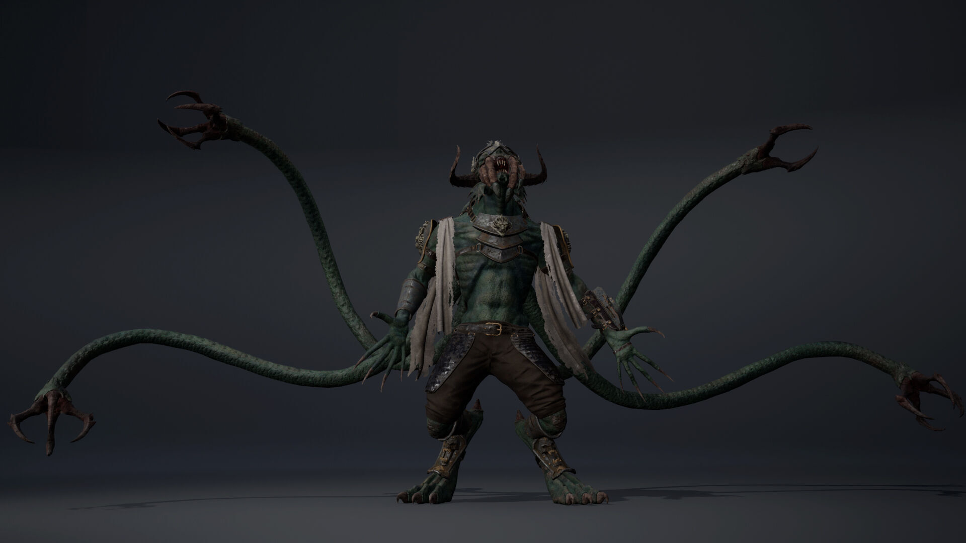 Obsidian Spearman Tentacle Low-poly 3D model_16