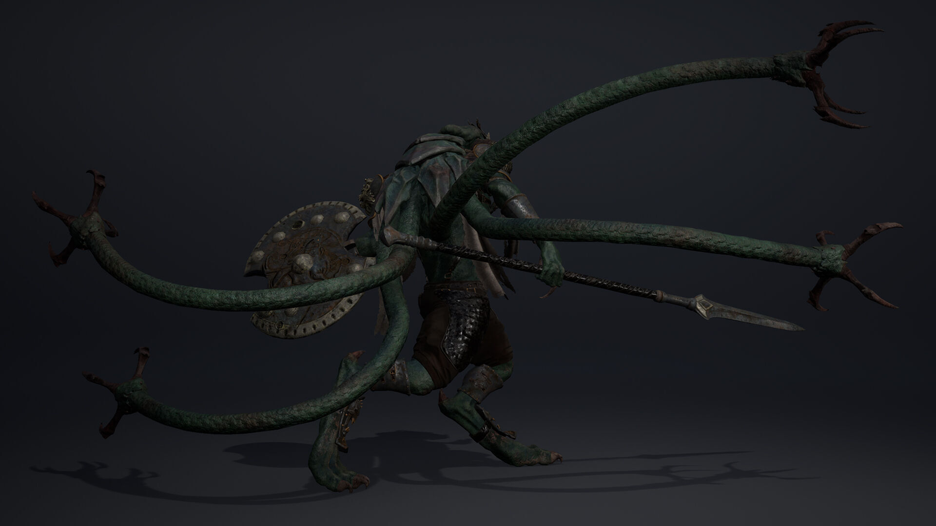 Obsidian Spearman Tentacle Low-poly 3D model_14