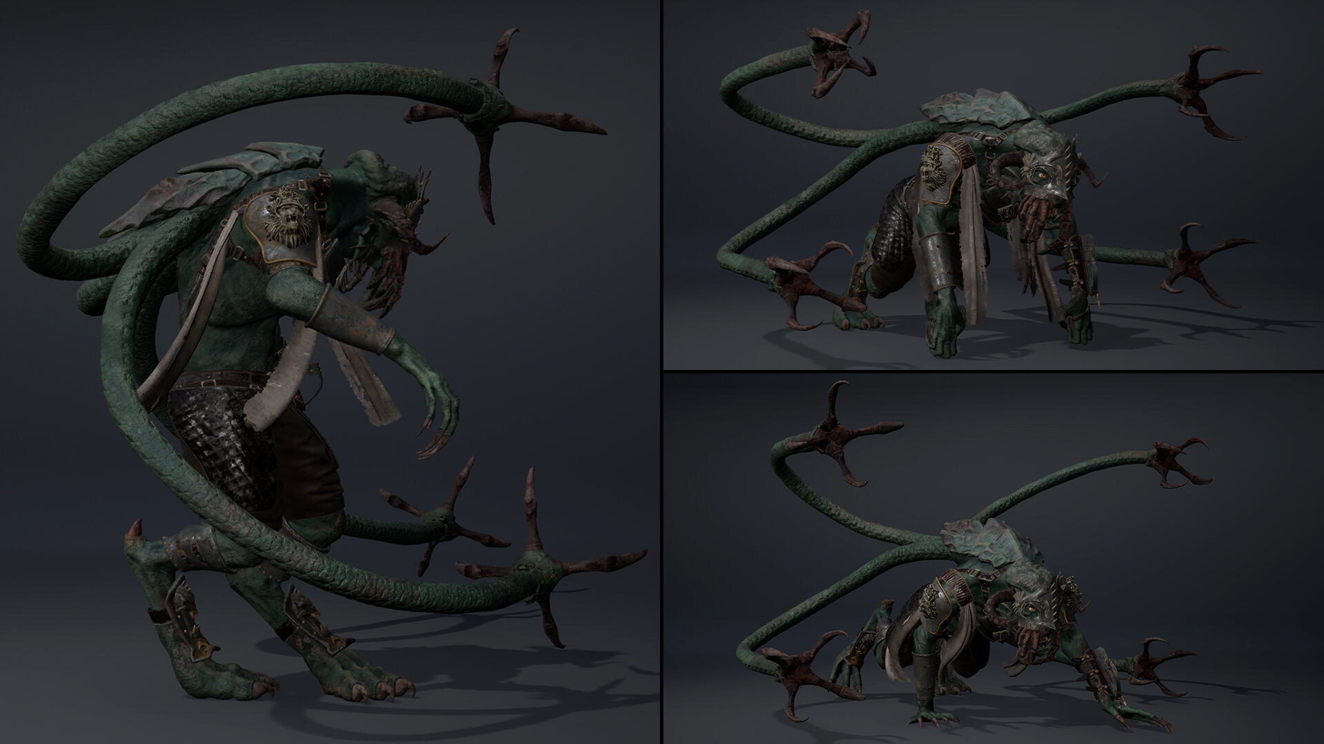 Obsidian Spearman Tentacle Low-poly 3D model_10