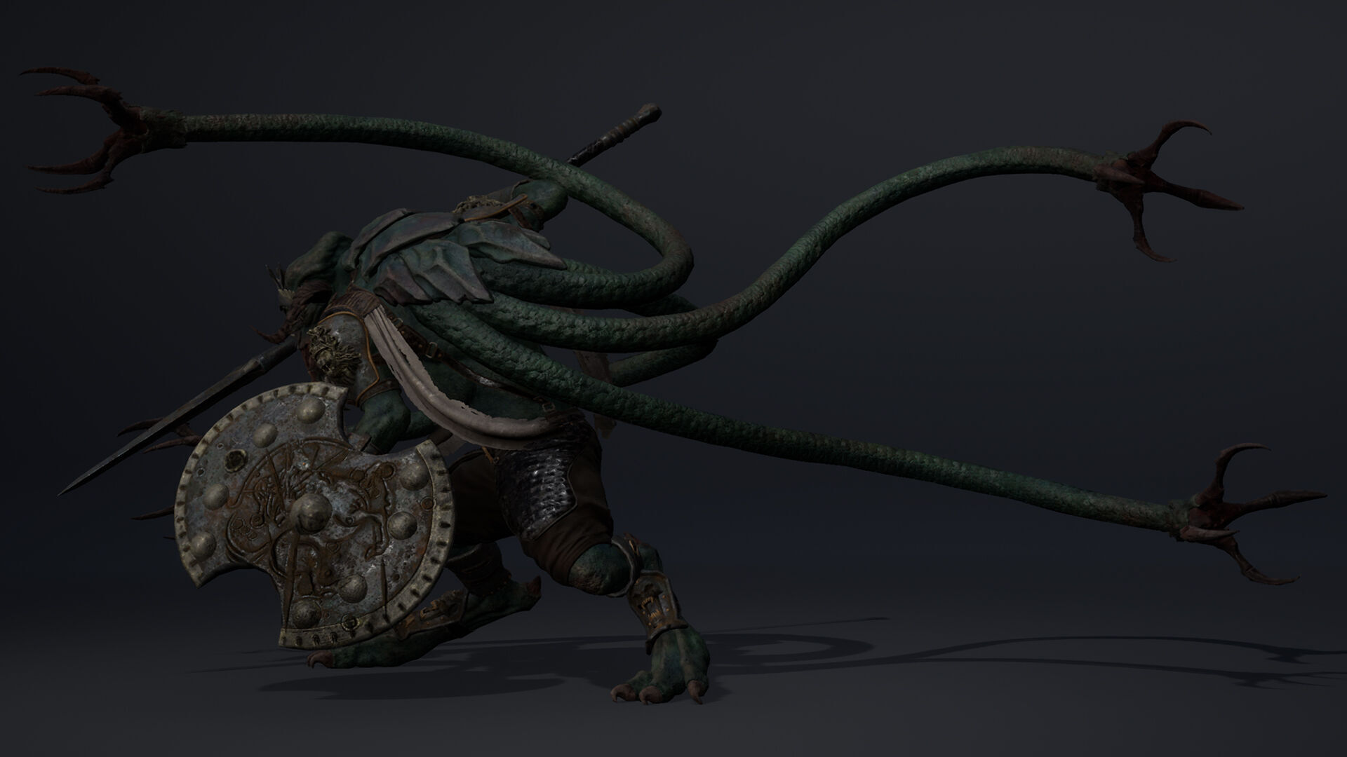 Obsidian Spearman Tentacle Low-poly 3D model_11