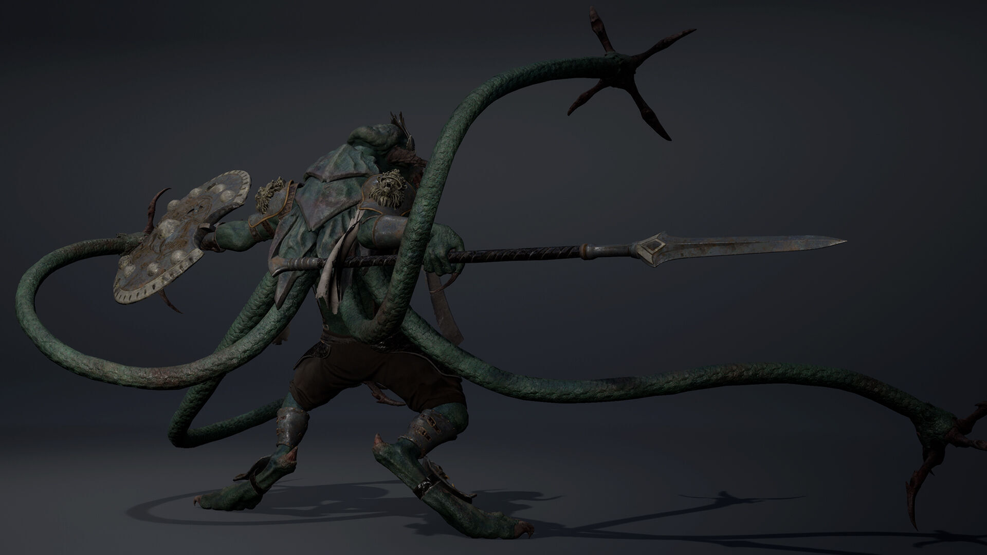 Obsidian Spearman Tentacle Low-poly 3D model_12