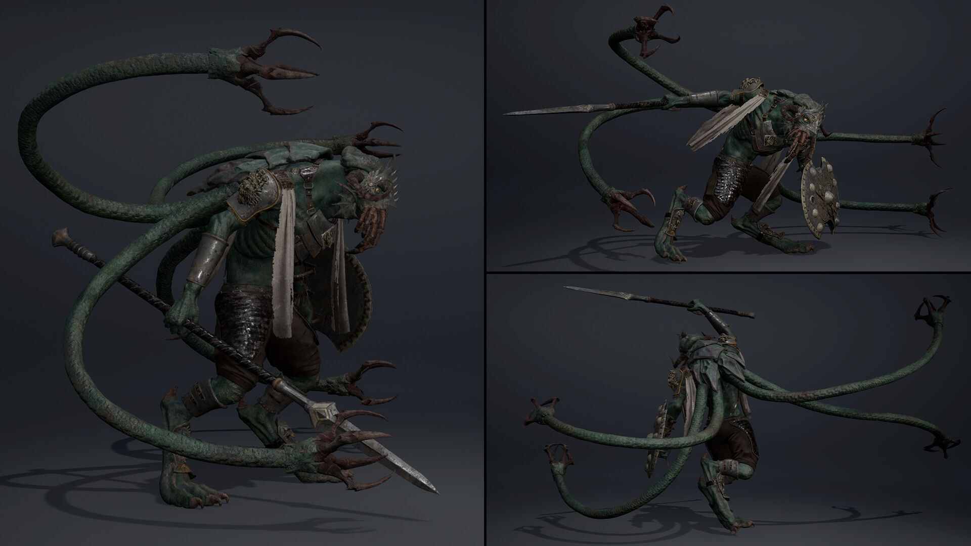 Obsidian Spearman Tentacle Low-poly 3D model_6