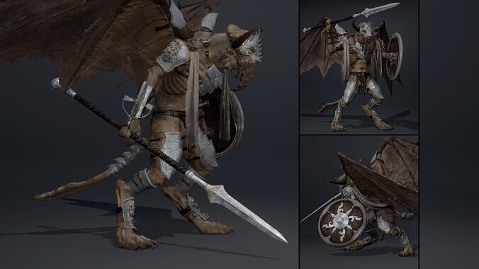 Obsidian Spearman ArmWing Low-poly 3D model